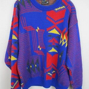 COOGI Multicolor Geometric Crewneck Sweater